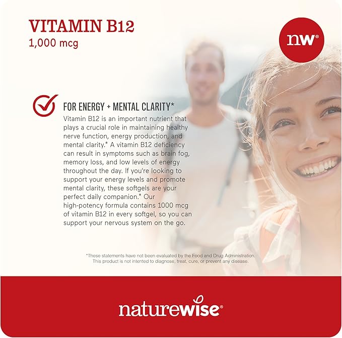 NatureWise High-Potency 1000mg Omega 3 600mg EPA 400mg DHA Vitamin E 180ct & 1000mcg Vitamin B12 150 Softgels Supplement Bundle