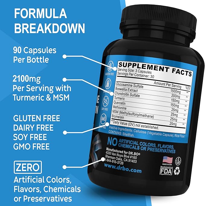 DR. BO Glucosamine Chondroitin & Turmeric Ginger Supplement
