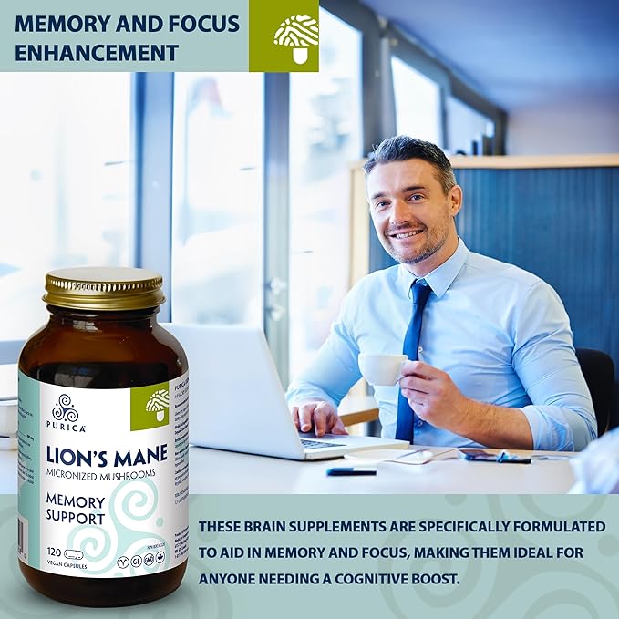 PURICA - Lion's Mane Micronized Mushrooms (120 Count (Pack of 1))
