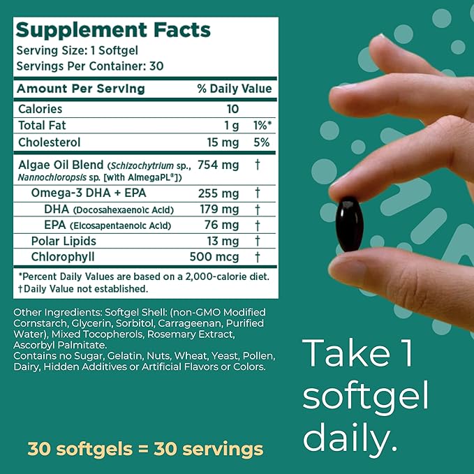 Iwi Omega-3 Essential, 30 Softgels (30 Servings), Plant-Based Algae Omega 3 with EPA + DHA, Brain, Heart & Immune Support Dietary Supplement, Krill & Fish Oil Alternative, No Fishy Aftertaste