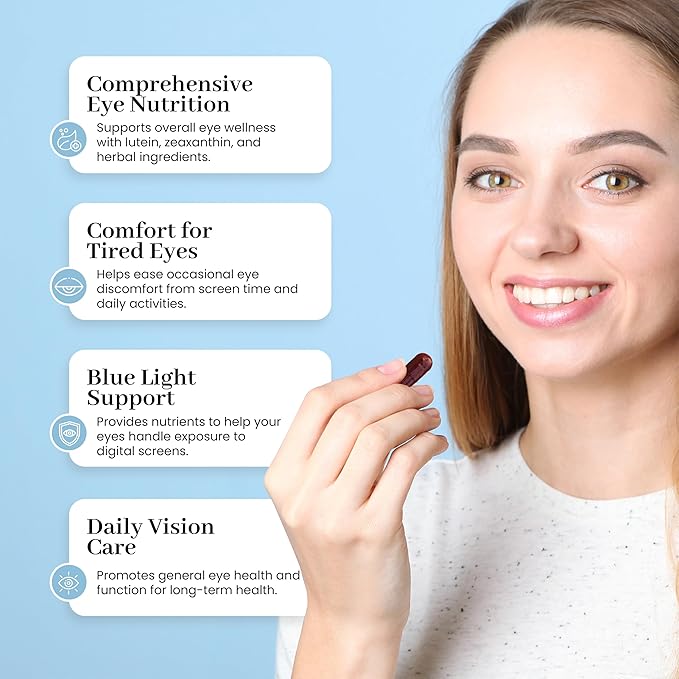 iSee Natural Herbal Eye Supplement – Lutein & Zeaxanthin Eye Vitamins for Vision Health, Relief from Eye Strain, Dry Eyes, Macular Support & Ocular Care – 60 Capsules