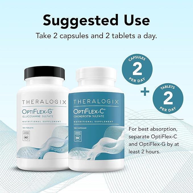 Theralogix OptiFlex Complete - 90-Day Supply - Glucosamine & Chondroitin Supplement - Support Healthy Joint Function - Joint Supplements for Women & Men - NSF Certified - 180 Caps & 180 Tabs