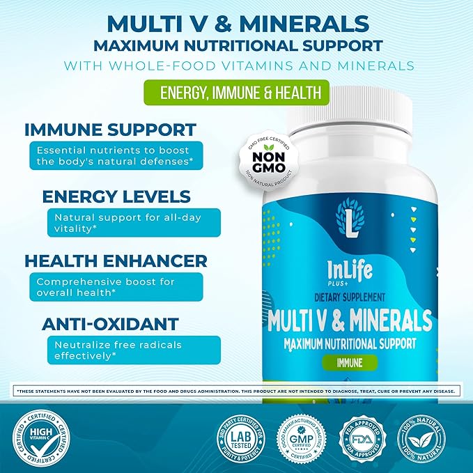 Multivitamin with 25 Vitamins & Minerals (90 Tablets) | Immune, Energy & Cognitive Support | Daily Vitamins for Woman and Men | Antioxidants, Zinc, B-Complex, Calcium, D3 (1)
