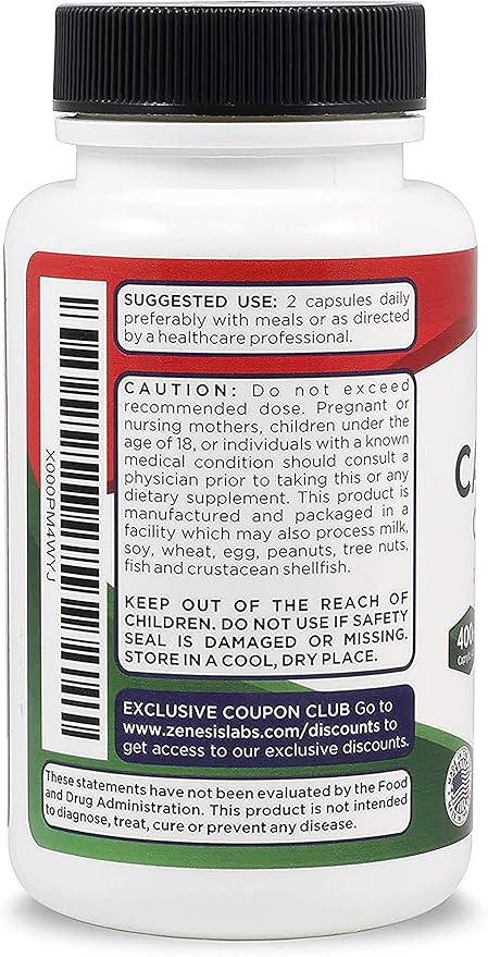 Zenesis Labs Candida Complex Cleanse Detox Caprylic Acid Supplement, Oregano Extract, Probiotics, Enzymes (120 Capsules, 60 Day Supply)