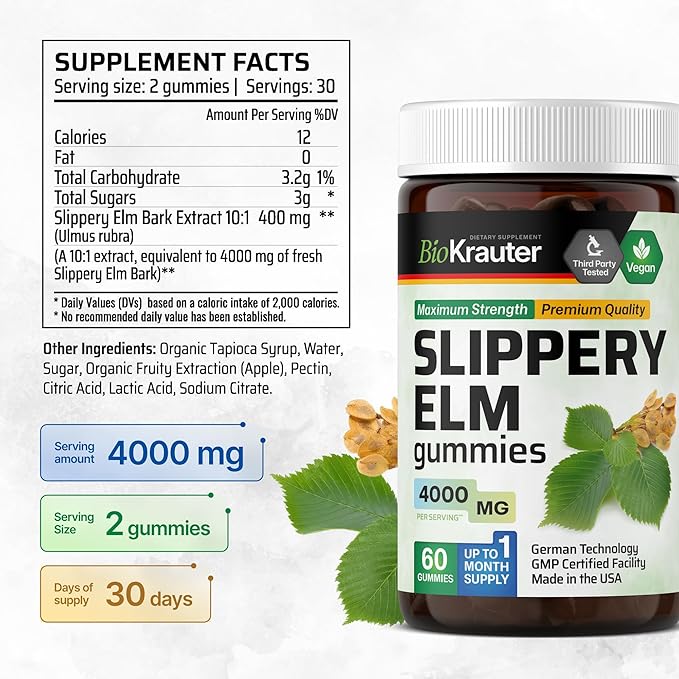 BIO KRAUTER Goldenseal 100 Capsules & Slippery Elm 60 Gummies
