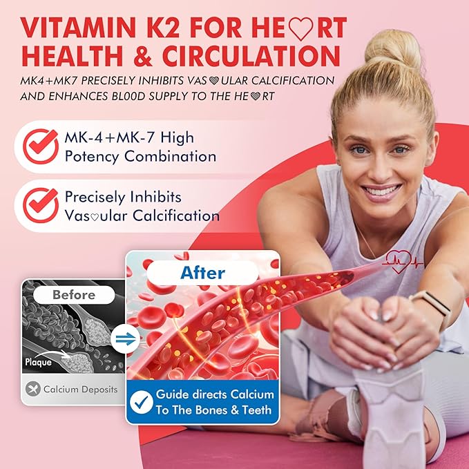 Vitamin K2 Gummies MK-7 200 mcg & MK-4 500 mcg for Women & Men Sugar Free, Perfect 2-IN-1 Full Spectrum Vitamin K2 Supplement for Bone, Promotes Calcium Absorption, Brain, Teeth, Immune, Pack of 2