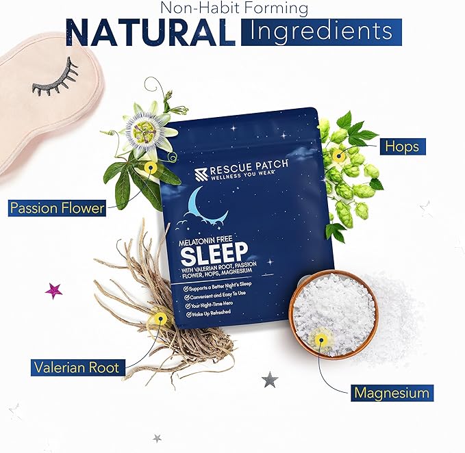 Sleep Patches for Adults Extra Strength – Natural Sleeping Patch, Melatonin-Free Patch for Relaxation & Restful Night – Long-Lasting Formula