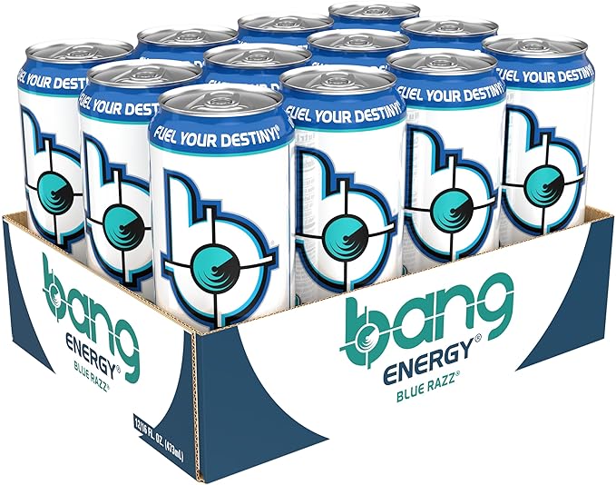 Bang Energy Blue Razz, Sugar-Free Energy Drink, 16-Ounce (Pack of 12)