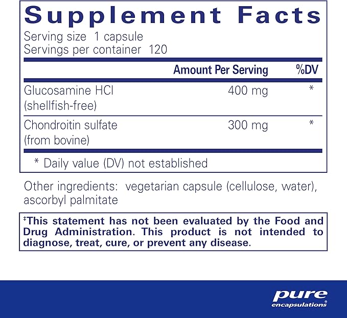 Pure Encapsulations Glucosamine HCl Chondroitin | Hypoallergenic Dual|Strength Support for Healthy Joint Motility and Function | 120 Capsules