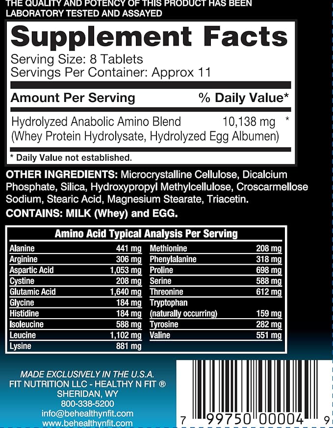 Healthy 'N Fit ANABOLIC Amino 10,000 90 Tablets, EAA & BCAA - 10,000 MGS Amino Acids per Serving