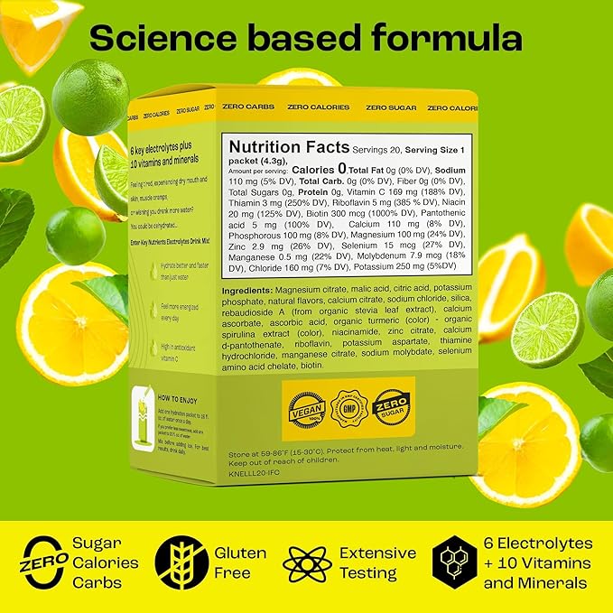 KEY NUTRIENTS Electrolytes Lemon Lime 20’s Stick Packs