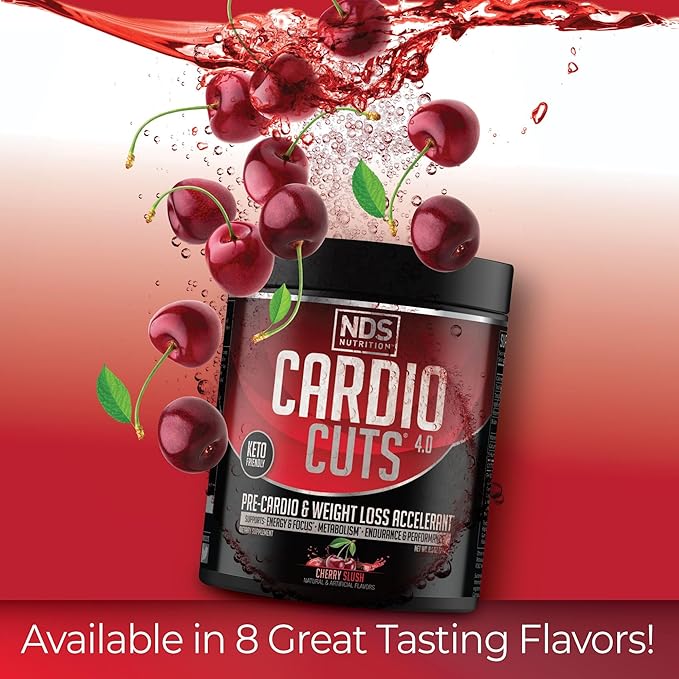 NDS Nutrition 4.0 Pre Workout Supplement - Advanced Weight Loss and Pre Cardio Formula with L-Carnitine, CLA, MCTs, L-Glutamine, and Safflower Oil - Cherry Slush (40 Servings)