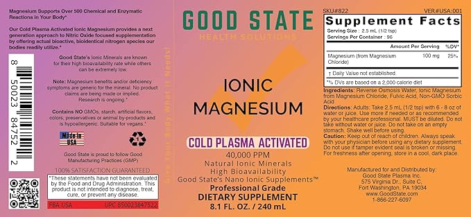 Cold Plasma-Activated Liquid Ionic Magnesium | 100 mg per Serving | 96 Servings