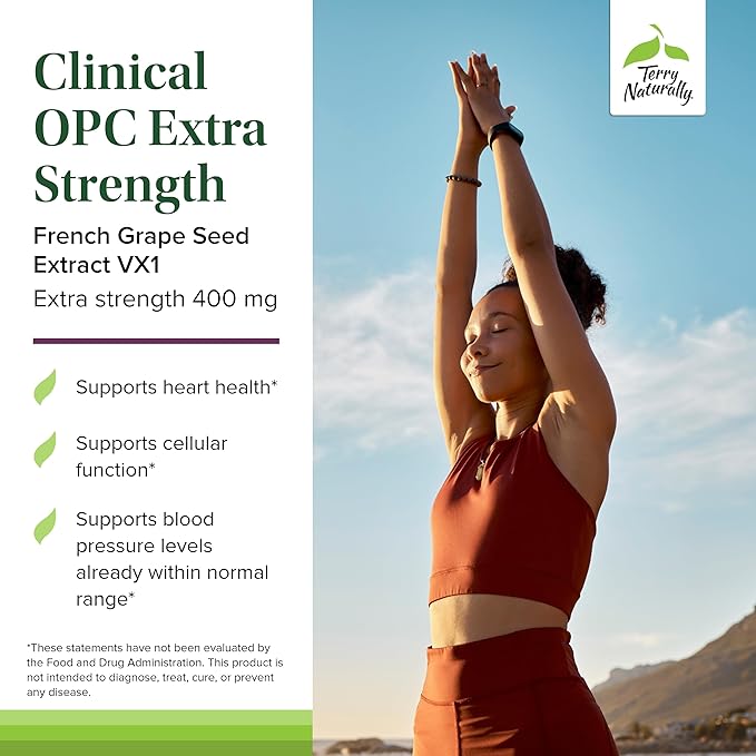 Terry Naturally Clinical OPC Extra Strength - Cardiovascular Health & Focus Support - Supplement with Grape Seed Extract - Immune Support Supplement - 60 Softgels