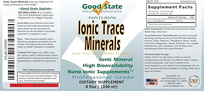Good State Liquid Ionic Trace Minerals (96 servings at 125 mg - 8 fl oz)