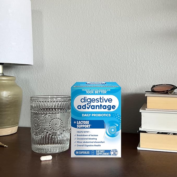 Digestive Advantage Lactose Defense Capsules (96 Count In A Box), Helps Breaks Down Lactose and Defend Against Digestive Upset, Supports Digestive and Immune Health, CFUs