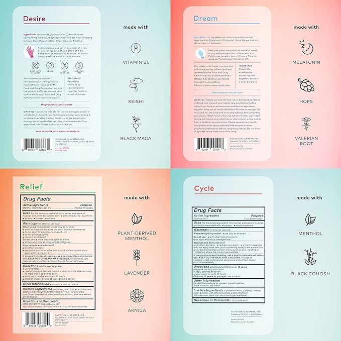 The Good Patch All The Plant Patches Mixed Bundle. Perfect for Life's Untimely, Yet Common Ailments. 5 Varieties: B12 Awake, Dream, Rescue, Cycle, Relief (20 Total Patches)