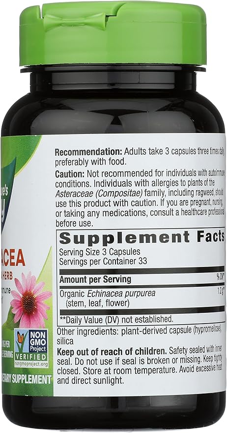 Nature's Way Echinacea Purpurea Herb, 1,200 Mg Per Serving, 100 Count