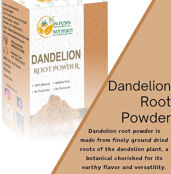 Dandelion Root Powder 100% Natural Dandelion Root for Herbal Tea, Detox & Wellness – Finely Ground, Additive-Free Vegan Supplement – 8 oz Resealable Pack
