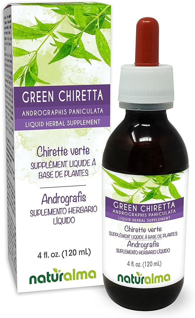 Naturalma Green Chiretta (Andrographis paniculata) Tops Alcohol-Free Tincture - 4 fl oz Liquid Extract in Drops - Herbal Supplement - Vegan