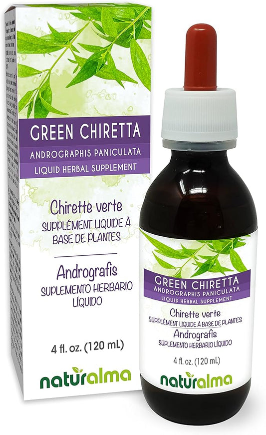 Naturalma Green Chiretta (Andrographis paniculata) Tops Alcohol-Free Tincture - 4 fl oz Liquid Extract in Drops - Herbal Supplement - Vegan