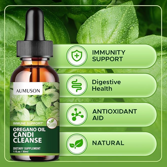 Oregano Oil Candi Cleanse Drops,Oil of Oreg ano Liquid with Black Seed Oil,Natural Herbal Essential Oil for Immune Support,Digestive Gut Clean Health, Antioxidant