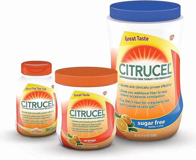 Citrucel Powder Orange Flavor Fiber Therapy for Occasional Constipation Relief, 30 ounce