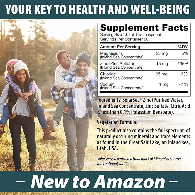 Anderson Ionic Zinc Complex, Liquid Drops for Immune Support, 15mg Zinc Sulfate per Serving, Balanced Trace Mineral Dietary Supplement for Women, Men, 60 Servings, 2oz Bottle
