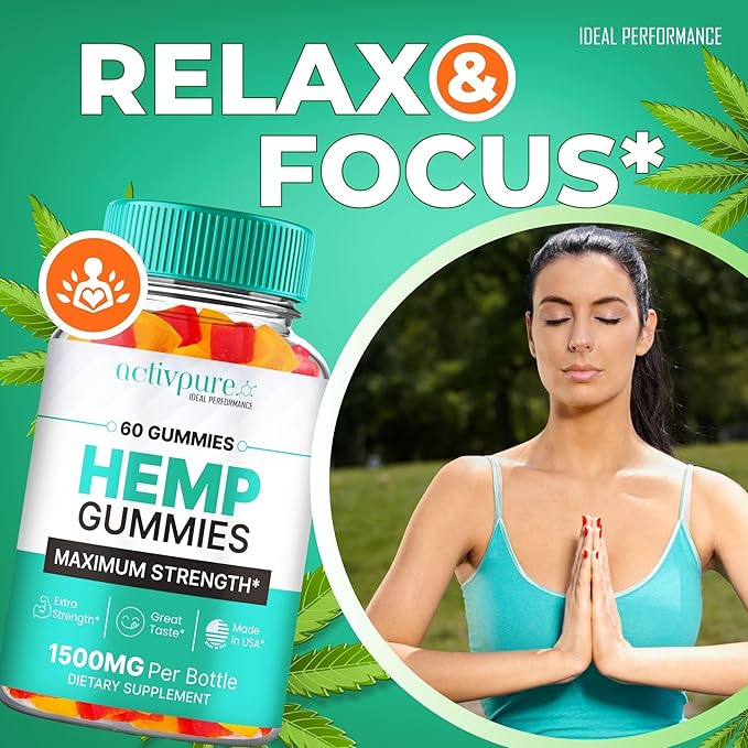 Activ Pure Hemp Gummies - ActivPure Supplement Hemp Gummies - Maximum Strength, All Natural Overall Health and Wellness Support, Activ Pure Health Gummy Reviews (2 Pack)