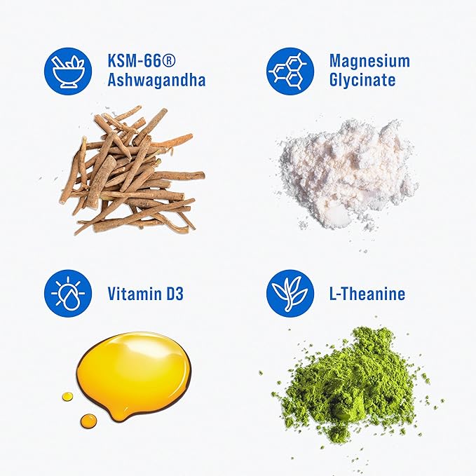 Supercalm Drink Mix - Ashwagandha KSM 66, Magnesium Glycinate, L-Theanine, Vitamin D3 - Ashwagandha Root Extract, Magnesium & L-Theanine Supplement - Focus & Support (30 Servings)