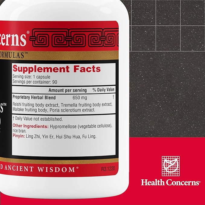Health Concerns Power Mushrooms - Immunity System & Energy Boost Supplement - 90 Capsules