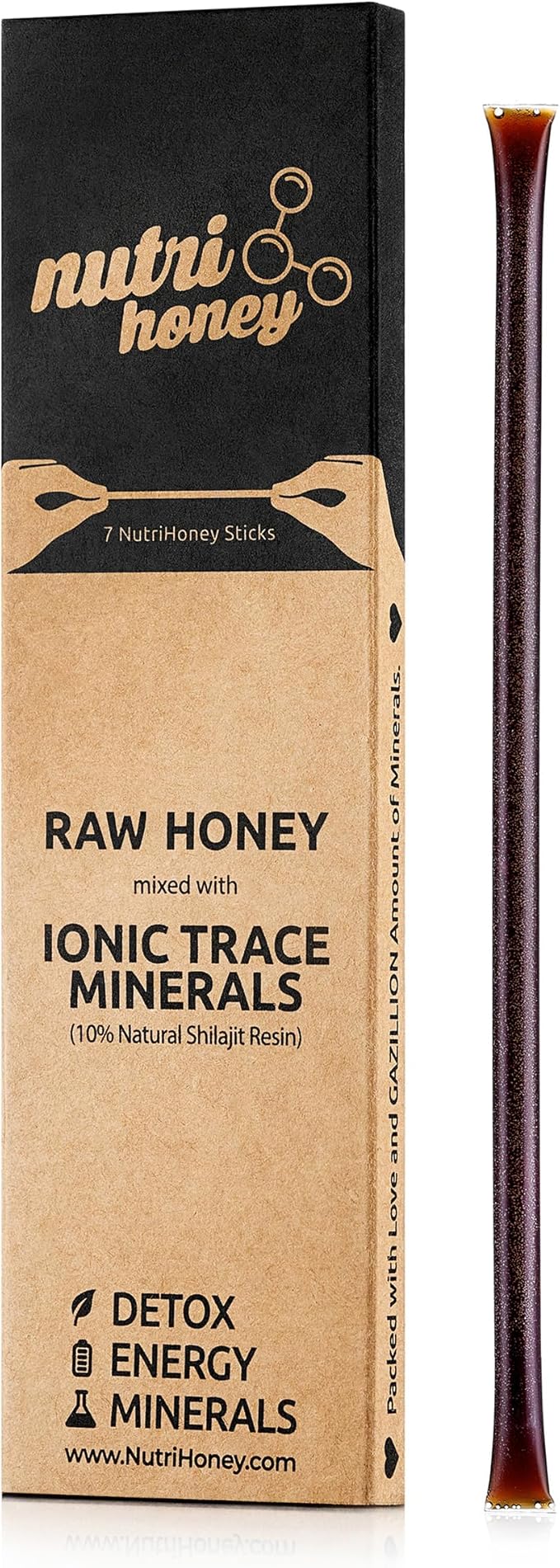 NATURAL SHILAJIT Resin - 20 Gram Shilajit Supplement with Fulvic Acid & Trace Minerals & Shilajit Honey Sticks 7 Count