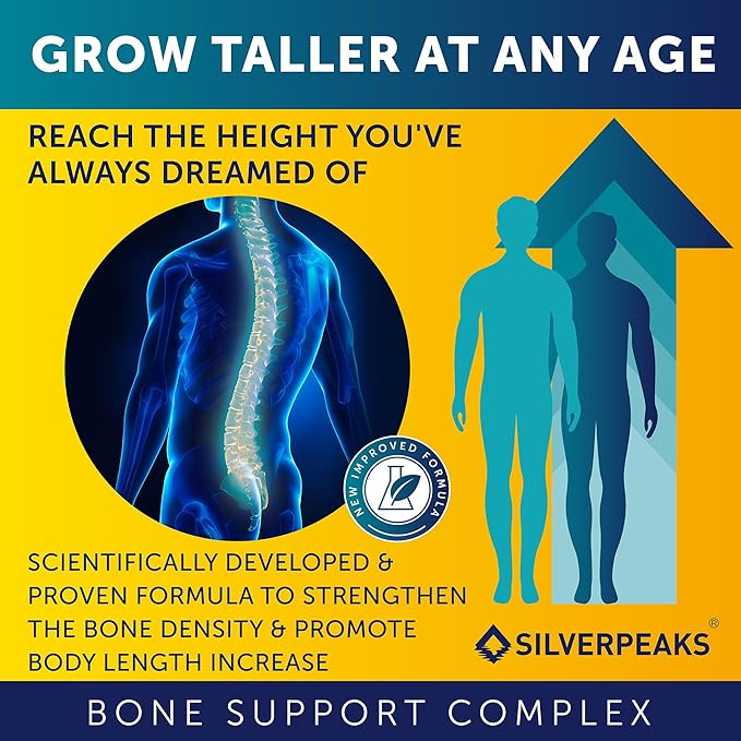 Growth Capsules to Grow Taller - Height Growth Maximizer with Calcium for Bone Strength, Made in USA, Natural Get Taller Supplement to Increase Bone Growth Adults, Teens & Kids, Free of Growth Hormone