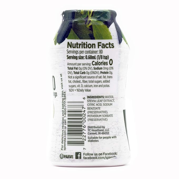 SPLENDA Stevia Liquid Zero Calorie Sweetener Drops, 1.68 Ounce Bottle (Pack of 2)