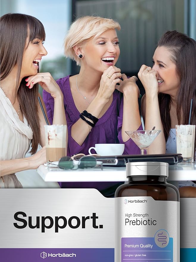 Horbäach Prebiotic for Men and Women | 120 Powder Pills | High Strength & Premium Quality Supplement | Non-GMO & Gluten Free Quick Release Capsules