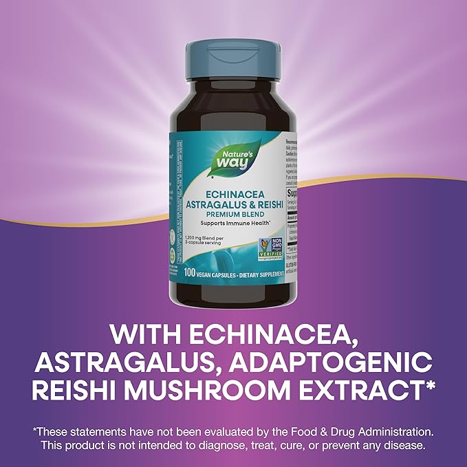 Nature's Way Echinacea Astragalus & Reishi, Immune Support*, 100 Capsules