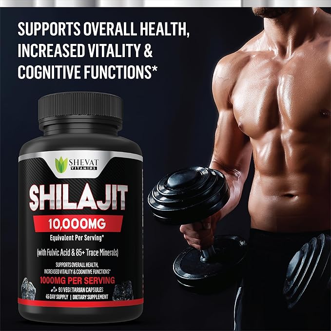 Shilajit Capsules 22000mg and 85+ Trace Minerals for Energy &Immune Support-Organic shilajit for Men & Women Non-GMO Shilajit Pills for Men, Made in USA (Packaging May Vary)