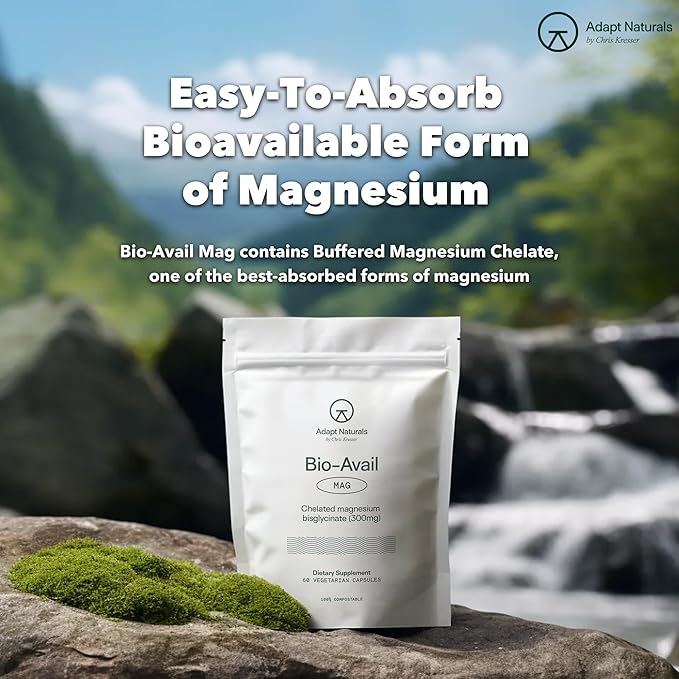 Adapt Naturals Magnesium Glycinate Supplement, Bioavailable High Absorption Pure Magnesium Chelate Complex, Supports Gut Health, Sleep, Relaxation, Bone and Muscles - 30 Days Supply