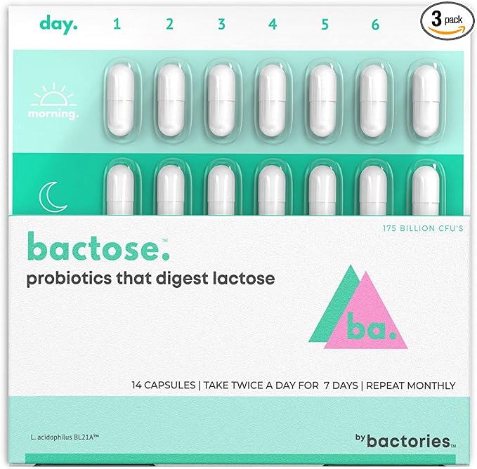 Probiotic Lactose Pills For Long Term Relief - Enjoy Dairy Again - Lactose Intolerance Supplement - Produce Lactase Enzymes in The Gut - Naturally Break Down Lactose (Take for 7 Days - Repeat Monthly)