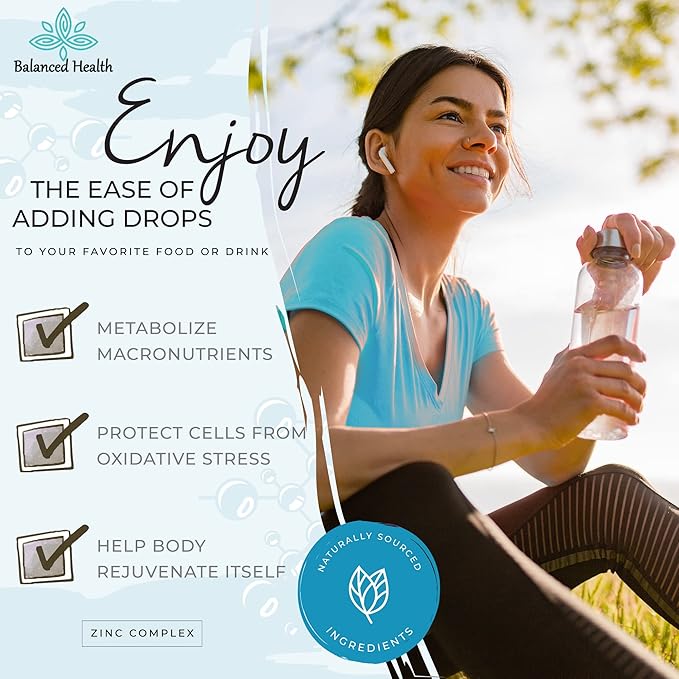 Zinc Complex - 30 Servings, 2oz, Peppermint Flavor, Vegan Liquid Ionic Zinc Sulfate Drops Plus Trace Minerals for Daily Immune System Support