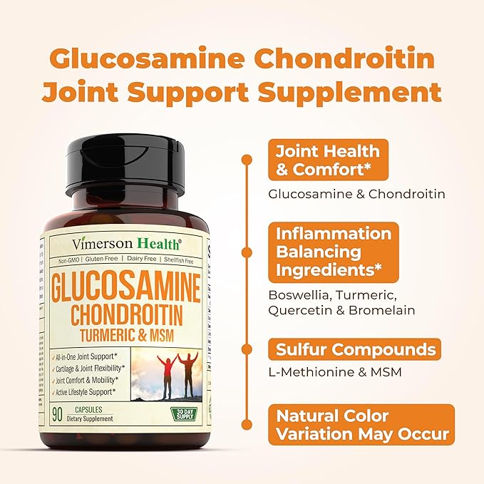 Glucosamine Chondroitin MSM Joint Support Supplement & High Potency MSM Supplement (2000mg per Serving) for Cartilage & Joint Health