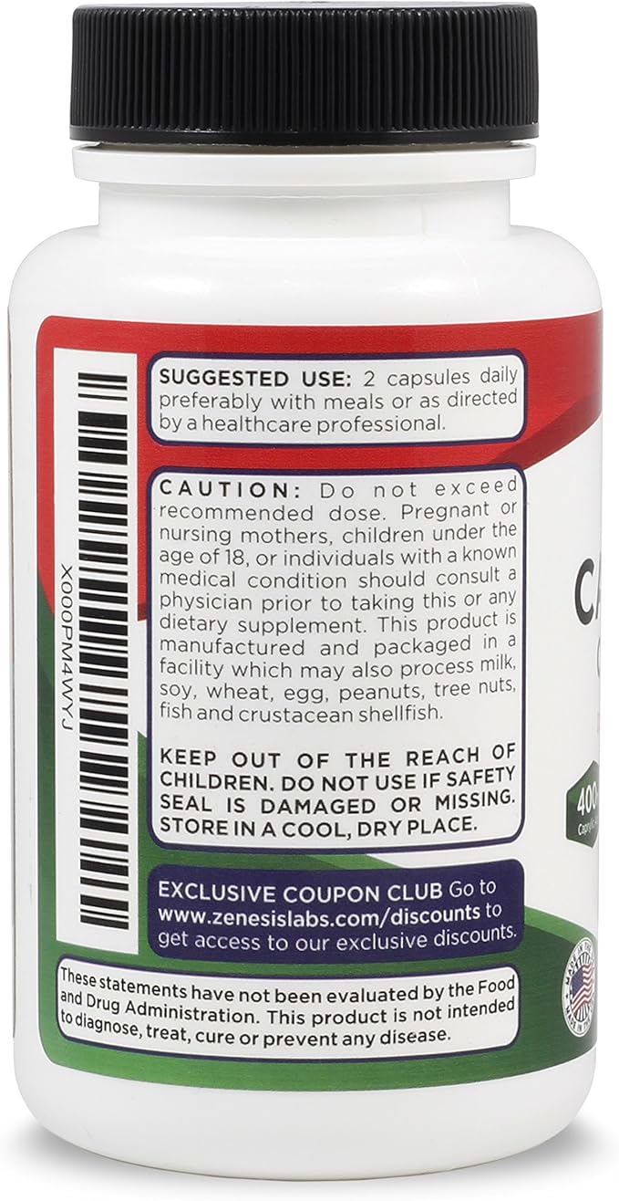 Zenesis Labs Candida Complex Cleanse Detox Caprylic Acid Supplement, Oregano Extract, Probiotics, Enzymes (60 Capsules, 30 Day Supply)