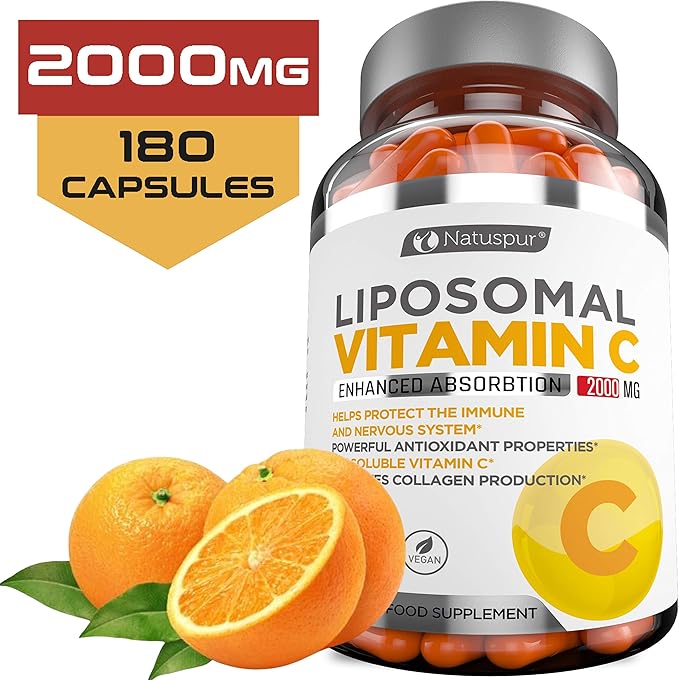 Premium Liposomal Vitamin C 2000mg - 180 Capsules –Ultra Potent High Absorption Ascorbic Acid, Supports Immune System & Collagen Booster - Powerful Antioxidant High Dose - Fat Soluble
