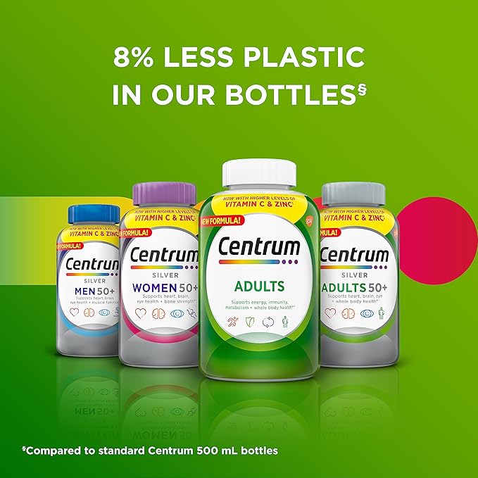 Centrum Adult Multivitamin/Multimineral Supplement with Antioxidants, Zinc, Vitamin D3 and B Vitamins, Gluten Free, Non-GMO Ingredients - 200 Count (Pack of 2)