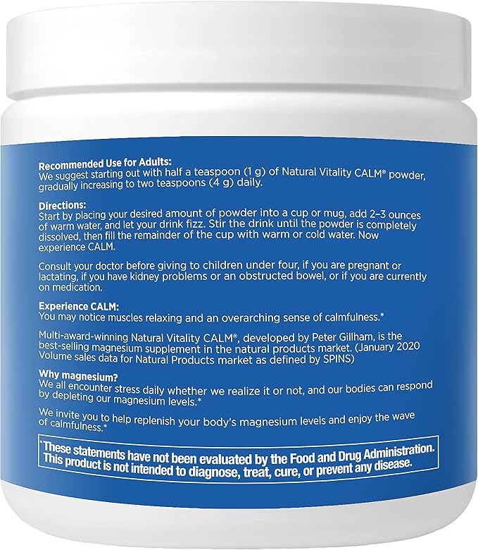 Natural Vitality Sweet Lemon Flavor Magnesium Anti-Stress Drink Mix, 8 Oz