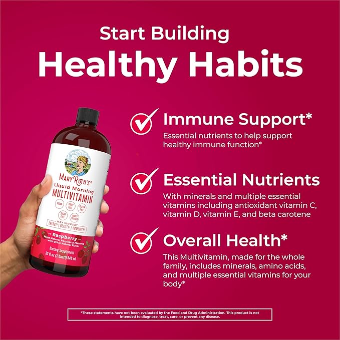 Multivitamin for Women, Men & Kids by MaryRuth's | Liquid Morning Multivitamin | Mens, Womens Vitamins | Vitamin A C D E B6 B12 Biotin Zinc | Beauty | Vegan | Non-GMO | Gluten Free | 32 Servings