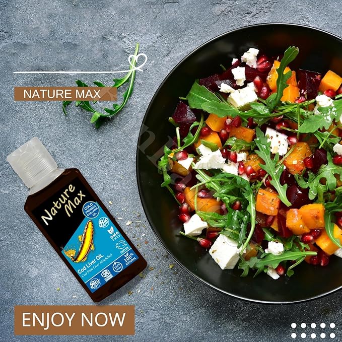Nature Max Cod Liver Blubber Oil Natural Undiluted Pure For Hair & Skin Care & Food Cold Pressed Premium (1Pack = 2.70 oz / 80 ml) زيت كبد الحوت