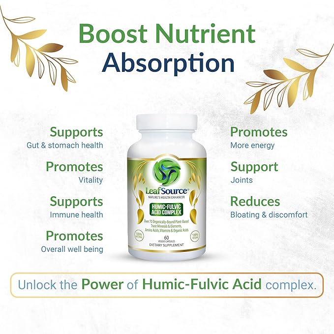 Humic Fulvic Acid 60 vcap 77 Trace Minerals Electrolytes Collagen Vitamins Superior Humic to Fulvic Ratio More Energy Better Gut Health Joint Health Hydration Nutrient Absorption