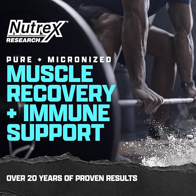 Nutrex Research L-Glutamine Powder Supplement - 60 Serving - Pure Unflavored, Non-GMO & Gluten Free | No Clumps!