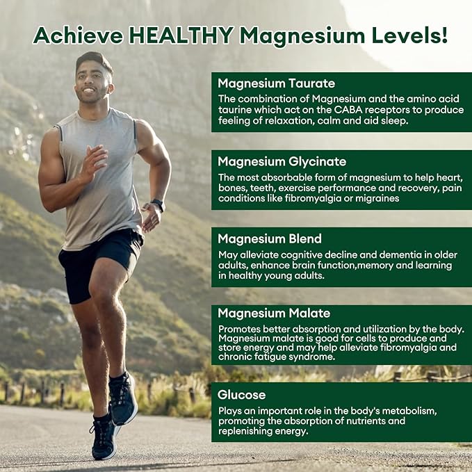 Magnesium Complex Capsules 500MG Blend with Glycinate L-threonate Taurate Malate and Glucose - 90